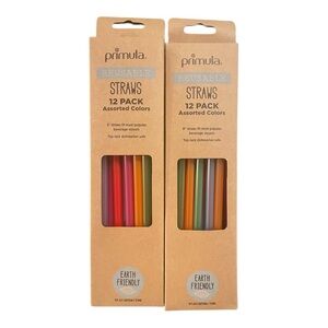 Primula Reusable Straws 12 Pack Bundle - Assorted Colors - NIB